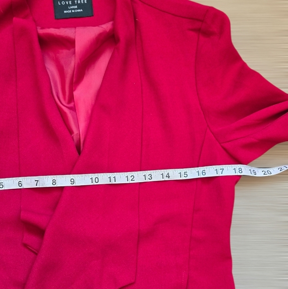 Red Love Tree Draped Waterfall Open Blazer Size Large - Picture 9 of 10